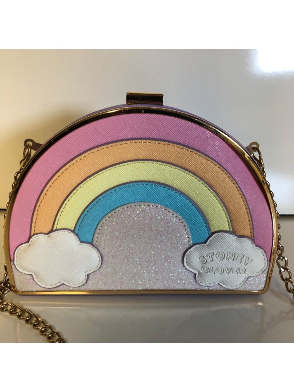 Stoney Clover Rainbow Crossbody Bag With Gold Chain Strap Purse Coquette